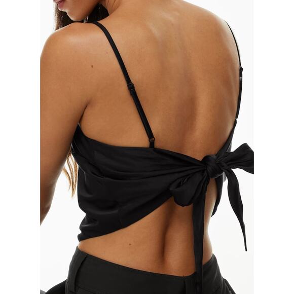 SUN-DEH Aritzia NWT Elektra Satin Camisole Lavender Cropped Tie Back Women's S - Picture 10 of 11